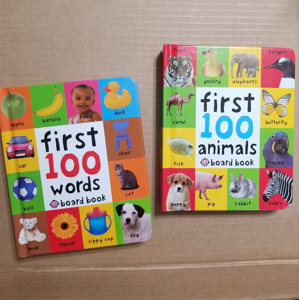 Priddy Books board books set, First 100 Words & First 100 Animals